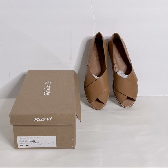 Madewell Peep Toe Leather Flat Sandal - Picture 7 of 12